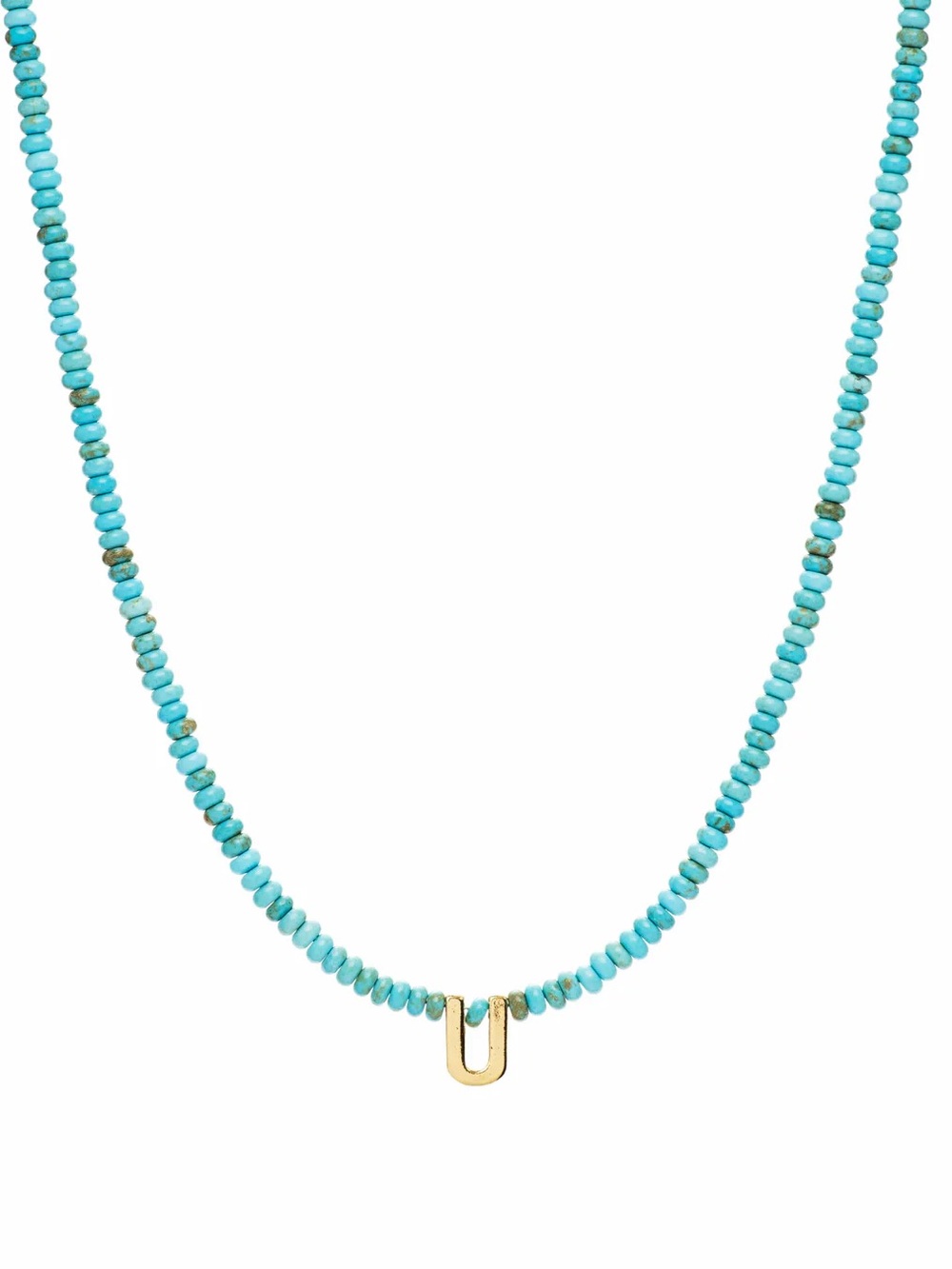 U - Initial Turquoise Beaded Necklace by Mayamar - Picture 1 of 7